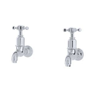 4328 Perrin & Rowe Ionian Wall Mounted Taps with Crosshead Handles