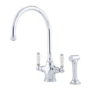 4360 Perrin & Rowe Phoenician Monobloc Mixer Tap Porcelain Lever Handles and Rinse