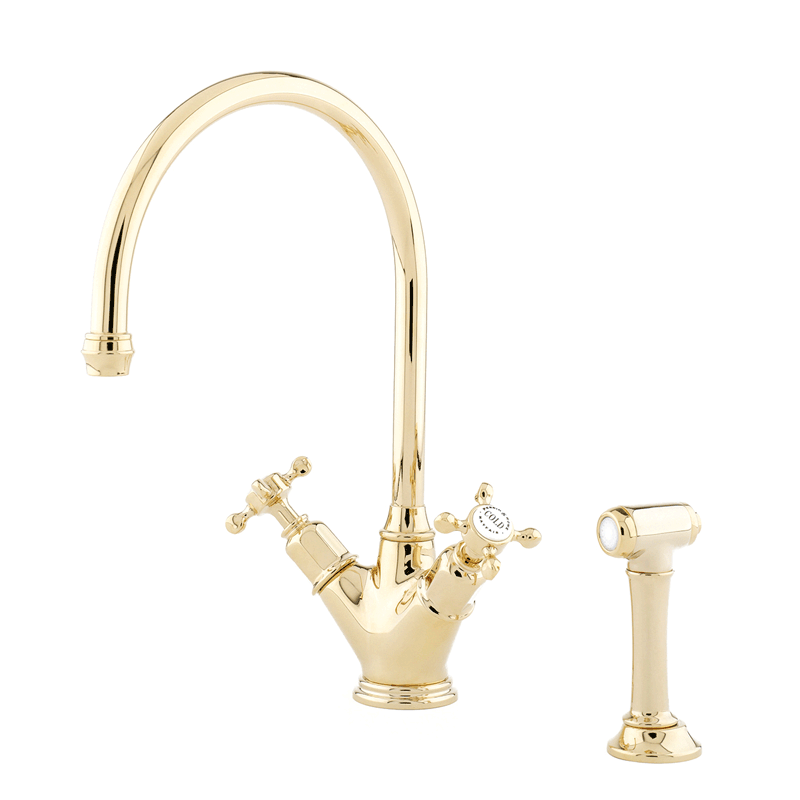 4365 Perrin & Rowe Phoenician Monobloc Mixer Tap Crosshead Handles and Rinse