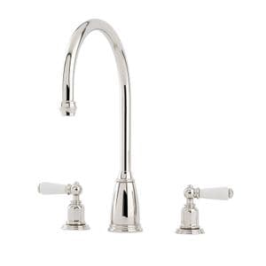 4371 Perrin & Rowe Phoenician Three Hole Sink Mixer Tap with Porcelain Lever Handles