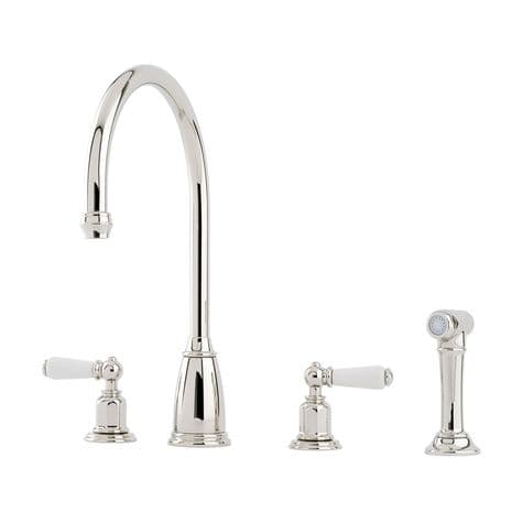 4376 Perrin & Rowe Phoenician Four Hole Sink Mixer Tap Lever Handles & Rinse