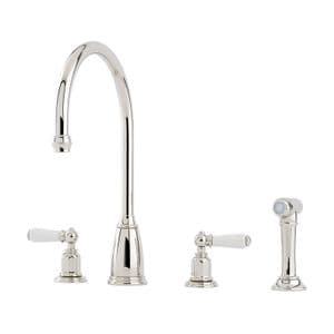 4376 Perrin & Rowe Phoenician Four Hole Sink Mixer Tap Lever Handles & Rinse