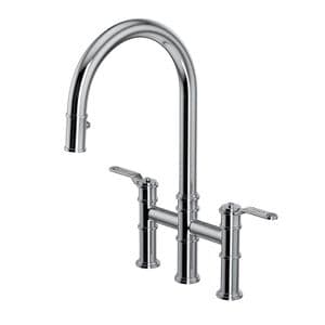 4549HT Perrin & Rowe Armstrong Kitchen Bridge Mixer Tap with Pull Down Rinse - Textured Handle