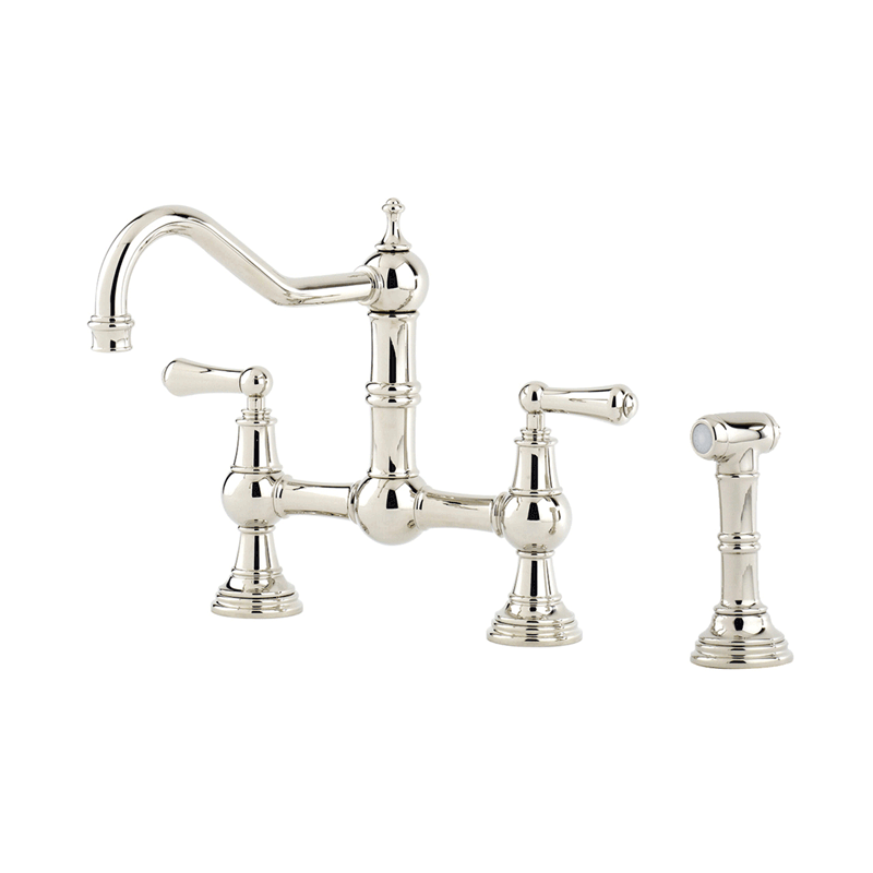 4756 Perrin & Rowe Provence Three Hole Sink Mixer Tap Lever Handles and Rinse