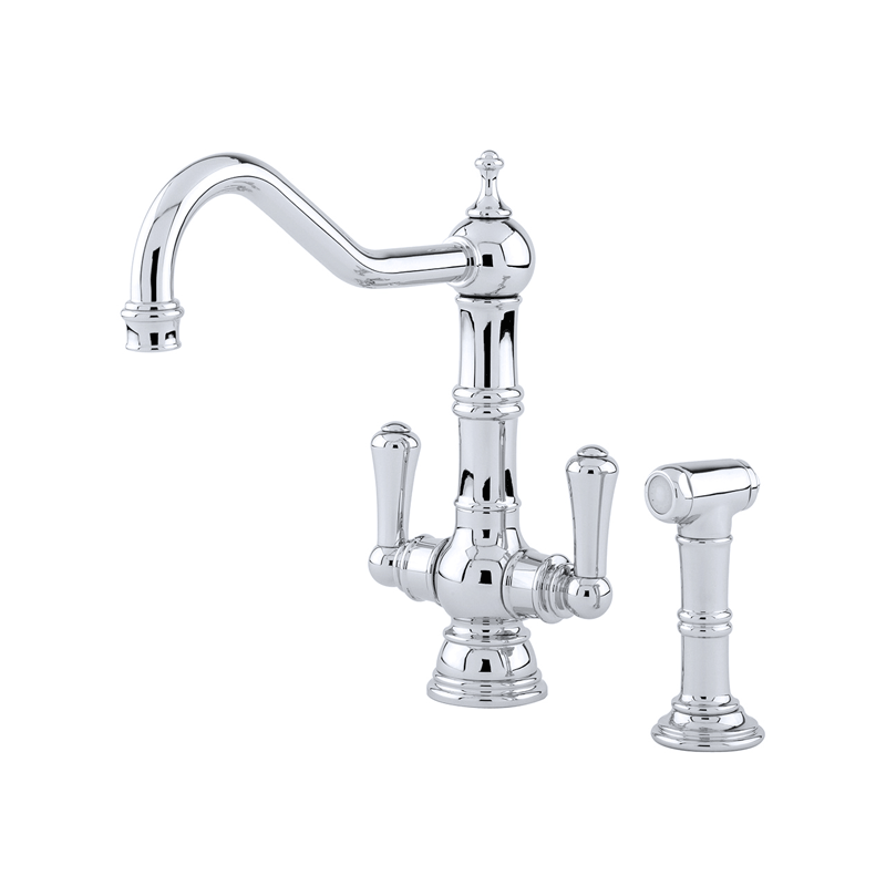 4766 Perrin & Rowe Provence Monobloc Mixer Tap Lever Handles and Rinse