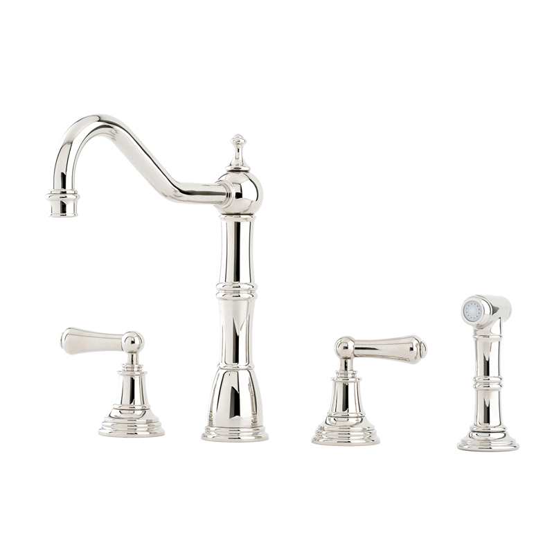 4776 Perrin & Rowe Provence Four Hole Sink Mixer Tap Lever Handles and Rinse