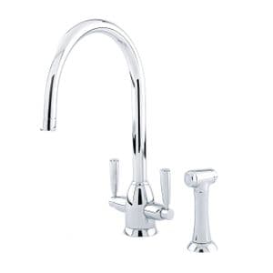 4866 Perrin & Rowe Langbourn Monobloc Sink Mixer Tap C Spout Lever Handles and Rinse