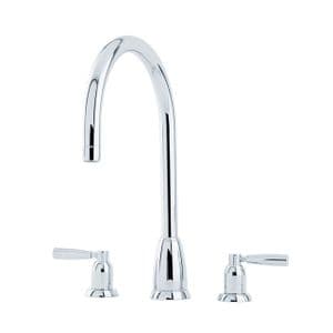 4886 Perrin & Rowe Langbourn Three Hole Sink Mixer Tap C Spout with Lever Handles