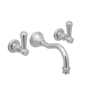 3793 Perrin & Rowe Georgian 3 Hole Wall Mounted Country Spout Basin Mixer Tap with Lever Handles