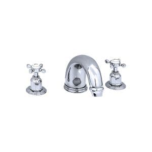 CLEARANCE - 3256 Perrin & Rowe 7" Three Hole Bath Tap Set with Crosshead Handles - Chrome