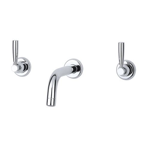 NEXT DAY - 3321 Perrin & Rowe Langbourn Wall Mounted Three Hole Basin Mixer Tap - Lever - Nickel