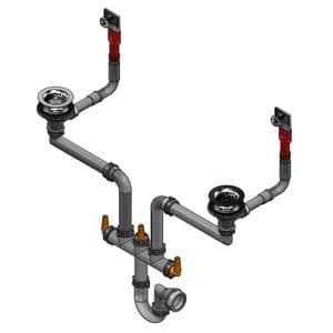 NEXT DAY - 6475 Perrin & Rowe Double Bowl Kitchen Sink Waste & Overflow Kit - Polished Nickel