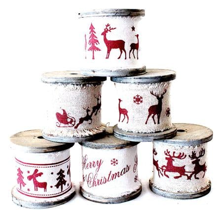 Rustic Ribbons Wooden Spools