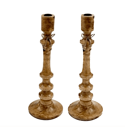 Tall Wood Candlesticks