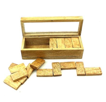 Wood Brass Domino Set