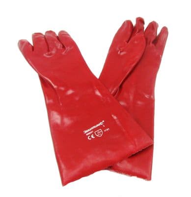 Large Red PVC Gauntlet Gloves