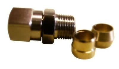 Tractor Fuel Tap Adapter 1/8 npt to 1/4or 6mm (chrome)