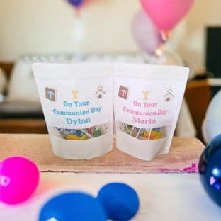 .Personalised Communion Treat Bag Pouch - Pink or Blue Empty.