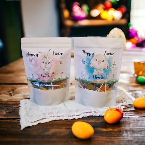 .Personalised Easter Treat Bag Pouch - Pink or Blue Empty.