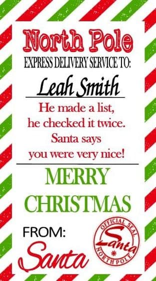 10 Large Christmas Gift Sticker Red Green Stripe