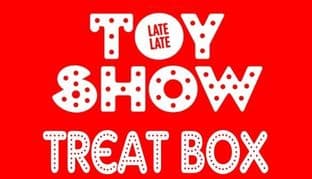 10 Red Late Late Toy Show Treat Box Stickers