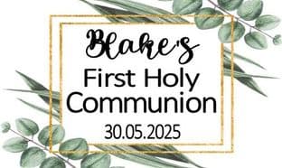 10 x Boy Communion Tag Green Leaves & Gold