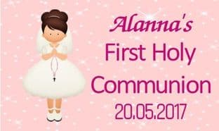 10 x Girl Brown Hair Girl Communion Tag