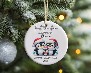 1st Christmas as Family of 3 Acrylic Christmas Ornament