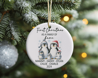 1st Christmas as Family of 5 Acrylic Christmas Ornament