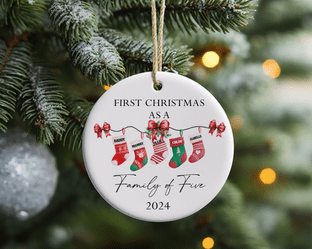 1st Christmas as Family of 5 Stockings Christmas Ornament