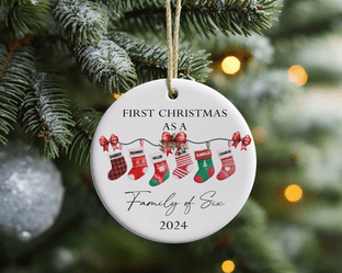 1st Christmas as Family of 6 Stockings Christmas Ornament