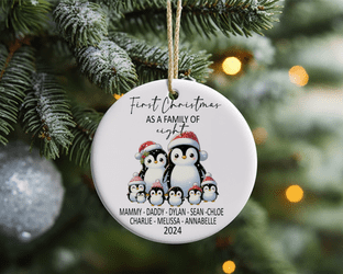 1st Christmas as Family of 8 Acrylic Christmas Ornament