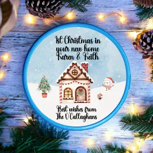 1st Christmas in New Home Circle Sweet Tub Sticker