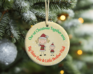 1st Christmas Together Big Sister Little Brother Acrylic Christmas Ornament Decoration