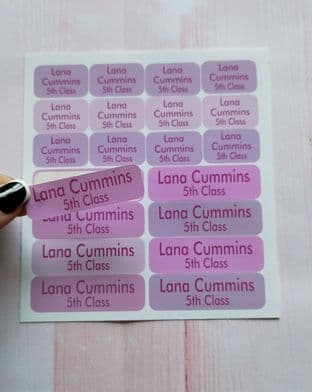 20 x Waterproof Name Labels Pink
