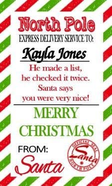 21 x Christmas Gift Sticker Red Green Stripe