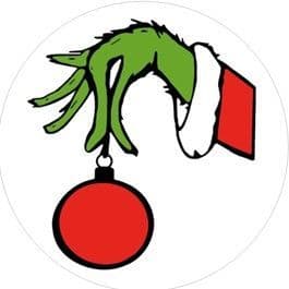 24 Circle Wafer Christmas Grinch Arm Bauble Cupcake Toppers