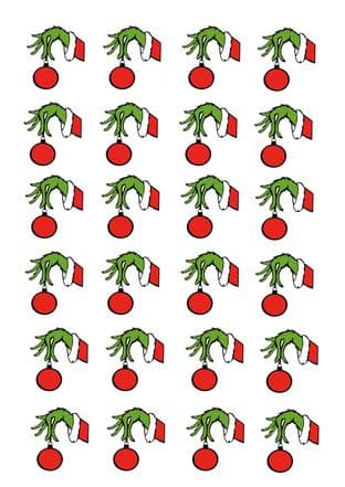 24 Wafer Christmas Grinch Arms Cupcake Toppers