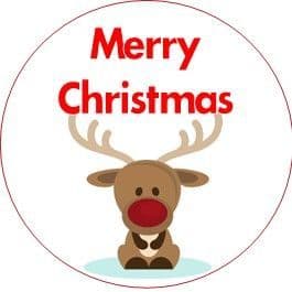 24 Wafer Christmas Red Nose Reindeer Cupcake Toppers