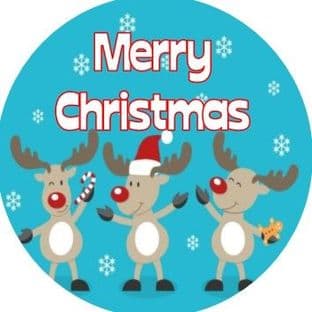 24 Wafer Christmas Reindeer Cupcake Toppers