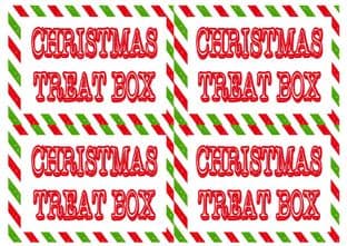 4 Large NON Personalised Stripe Christmas Treat Box Stickers