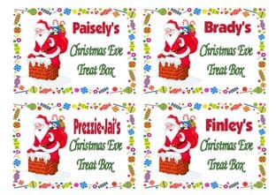 4 Large Personalised Santa Christmas Eve TREAT BOX Stickers