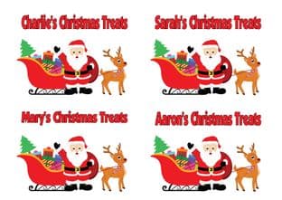 4 Large Personalised Santa Christmas Treats Stickers