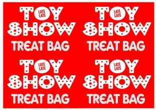 4 Large Red Non Personalised Late Late Toy Show Treat Bag Stickers