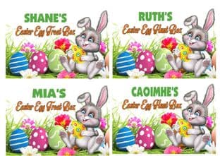 4 Personalised Rectangle Easter Bunny Stickers
