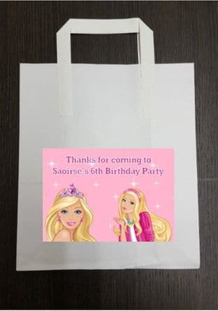 4 x Barbie Birthday Party Bags with Personalised Sticker