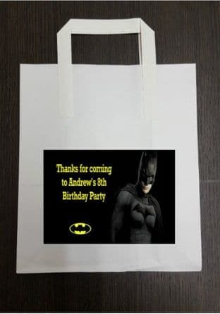 4 x Batman Birthday Party Bags with Personalised Sticker