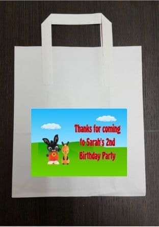 4 x Bing Birthday Party Bags with Personalised Sticker