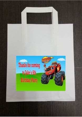 4 x Blaze Birthday Party Bags with Personalised Sticker