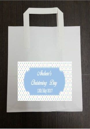 4 x Coloured Polka Dot Blue Design Party Bags with Personalised Sticker